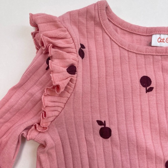 Cat & Jack Ribbed Apple Long Sleeve Top 5t - Picture 3 of 7